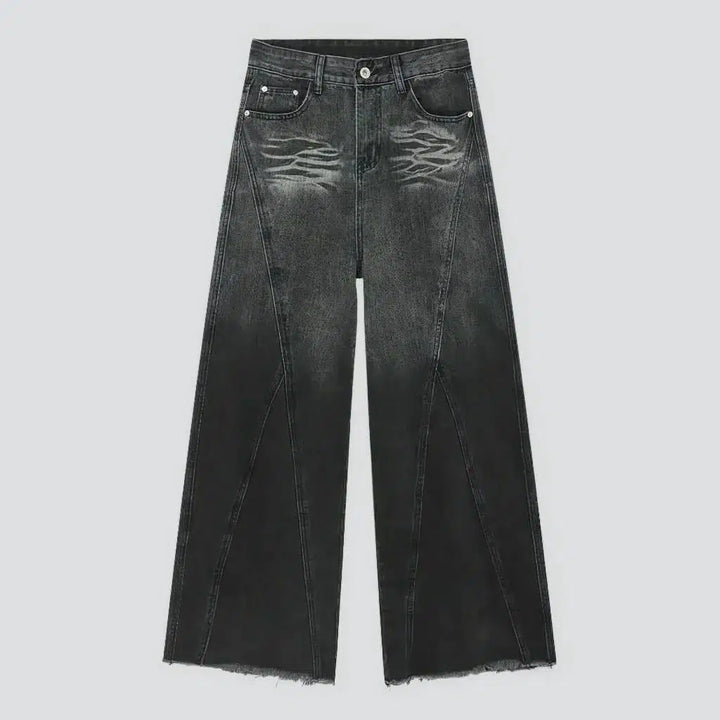 Mid-waist raw-hem jeans
 for men