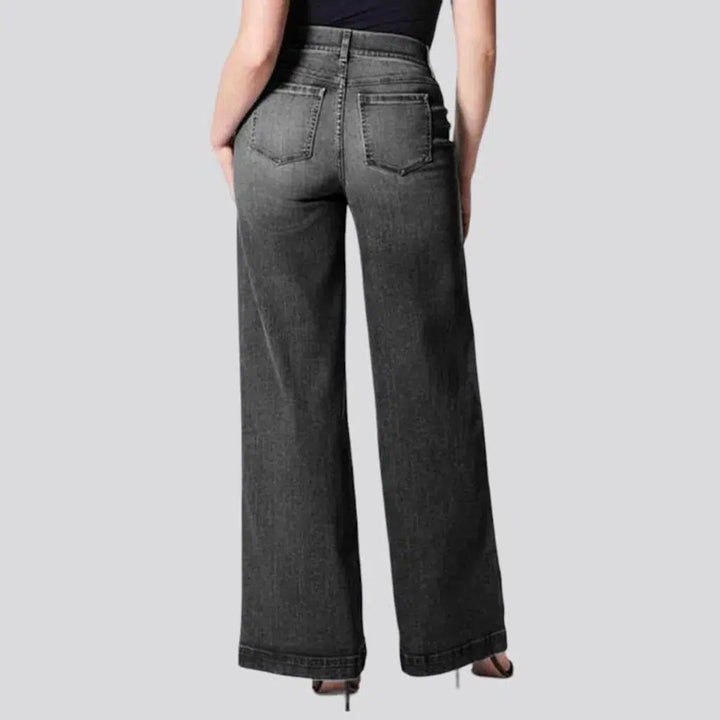 Wide-leg street jeans
 for women