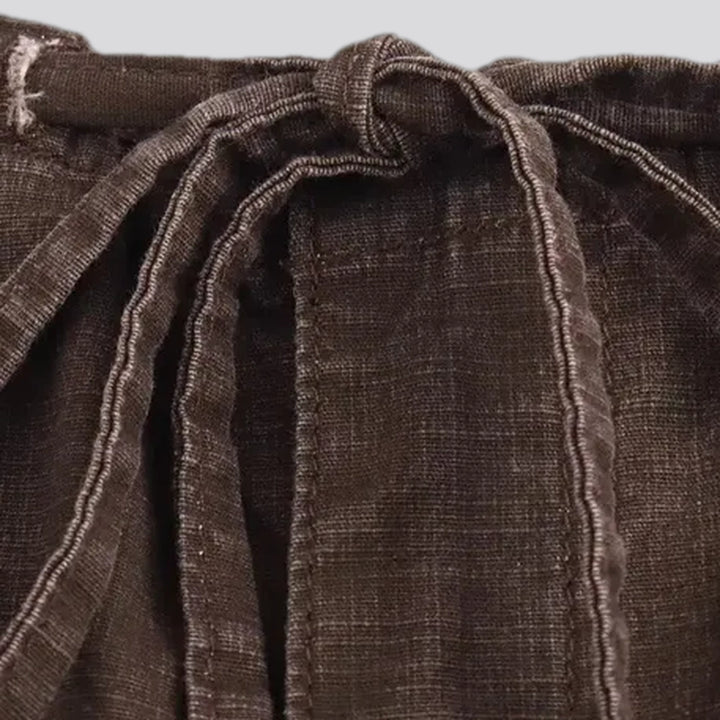 Mid rise stylish wide denim pants for ladies