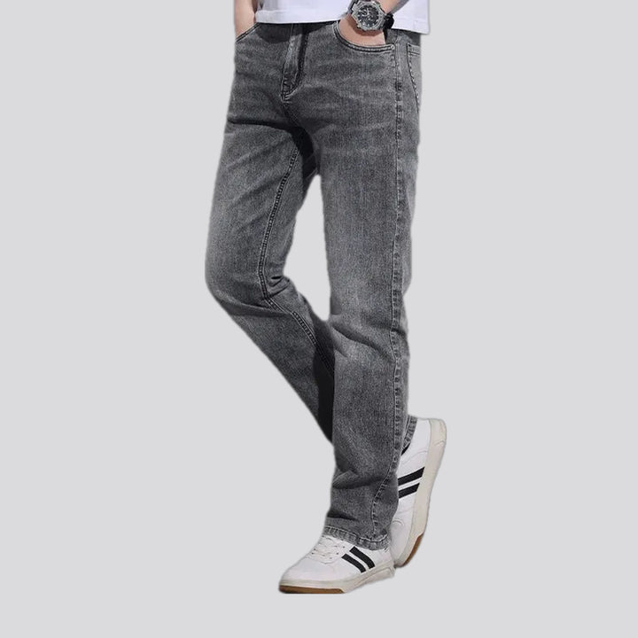 Abraded stonewashed slim men's jeans