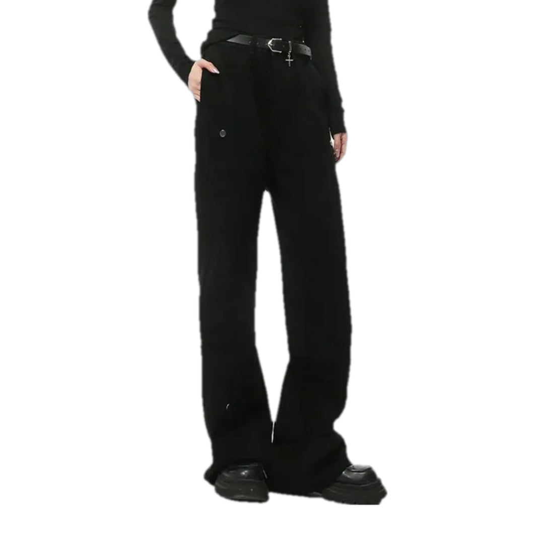 Mid-waist Button Jeans for Men - Black