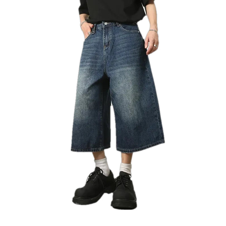 Smooth creased look casual men's jeans shorts