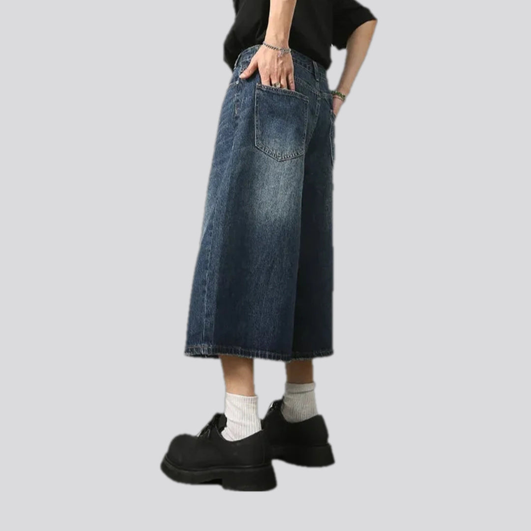 Smooth creased look casual men's jeans shorts